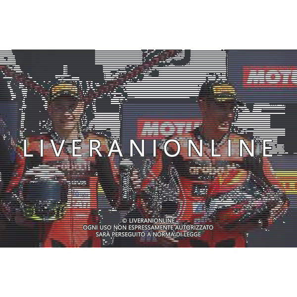 MISANO - Campionato Mondiale Superbike 12/06/2022 - nella foto: sul podio di Alvaro Bautista Michael Ruben Rinaldi per il podio ©Claudio Zamagni/Agenzi Aldo Liverani s.a.s.