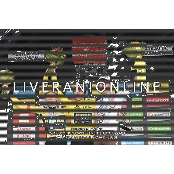12-06-2022 Criterium Du Dauphine Libere; Tappa 08 Saint Alban Leysse - Plateau De Solaison; 2022, Jumbo - Visma; 2022, Ag2r - Citroen; Roglic, Primoz; Vingegaard, Jonas; O\'connor, Ben; Plateau De Solaison; ©SIROTTI/AGENZIA ALDO LIVERANI SAS