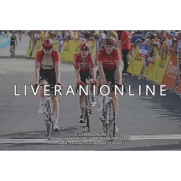 12-06-2022 Criterium Du Dauphine Libere; Tappa 08 Saint Alban Leysse - Plateau De Solaison; 2022, Arkea - Samsic; 2022, Lotto - Soudal; Guglielmi, Simon; Louvel, Matis; Van Gils, Maxim; Plateau De Solaison; ©SIROTTI/AGENZIA ALDO LIVERANI SAS