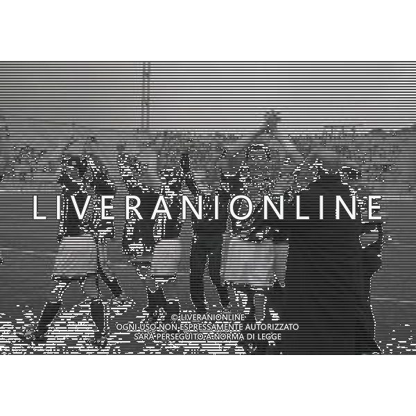 30-04-1995 BOLOGNA CAMPIONATO DI SERIE C BOLOGNA-LEFFE 1-0 NELLA FOTO I GIOCATORI DEL BOLOGNA FESTEGGIANO LA PROMOZIONE IN SERIE B AG ALDO LIVERANI SAS