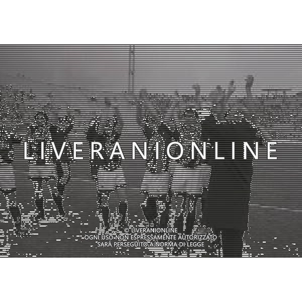 30-04-1995 BOLOGNA CAMPIONATO DI SERIE C BOLOGNA-LEFFE 1-0 NELLA FOTO I GIOCATORI DEL BOLOGNA FESTEGGIANO LA PROMOZIONE IN SERIE B AG ALDO LIVERANI SAS 