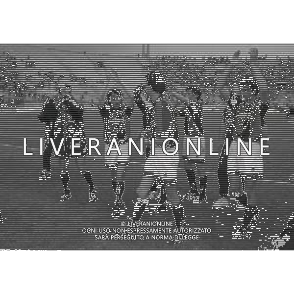 30-04-1995 BOLOGNA CAMPIONATO DI SERIE C BOLOGNA-LEFFE 1-0 NELLA FOTO I GIOCATORI DEL BOLOGNA FESTEGGIANO LA PROMOZIONE IN SERIE B AG ALDO LIVERANI SAS 