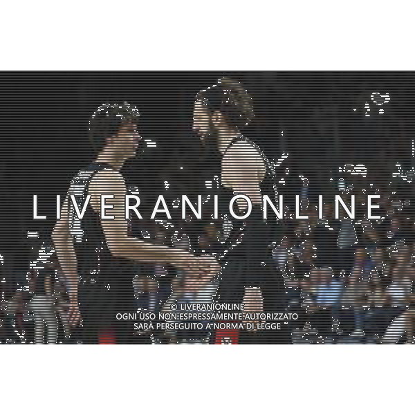 Milos Teodosic (Segafredo Virtus Bologna) (L) and Tornike Shengelia (Segafredo Virtus Bologna) - Virtus Segafredo Bologna vs AX Armani Exchange Milano Game 5 Finale Italian Basketball A Serie Championship 16.06.2022 ©Michele Nucci/LMedia/AGENZIA ALDO LIVERANI SAS