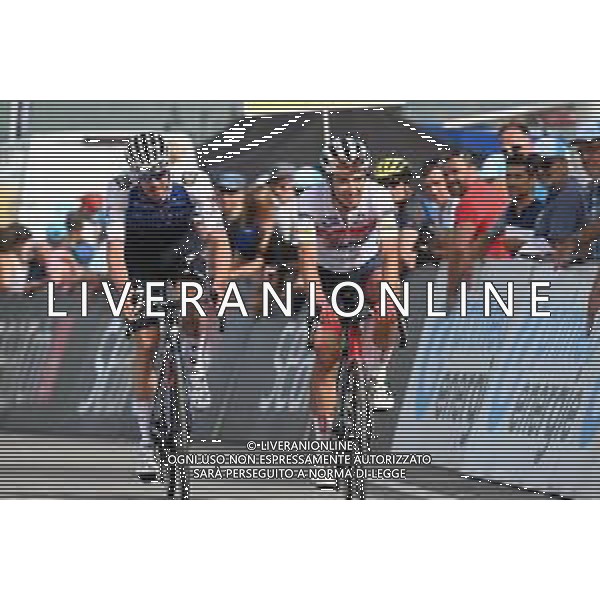 17-06-2022 Tour De Suisse; Tappa 06 Locarno - Moosalp; 2022, Quick Step - Alpha Vinyl; 2022, Trek - Segafredo; Declercq, Tim; Pellaud, Simon; Moosalp; ©SIROTTI/AGENZIA ALDO LIVERANI SAS