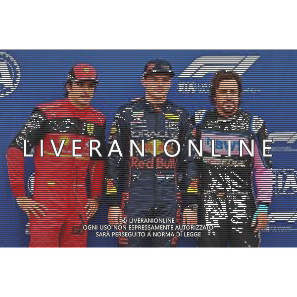 Qualifying top three in parc ferme (L to R): Carlos Sainz Jr (ESP) Ferrari, third; Max Verstappen (NLD) Red Bull Racing, pole position; Fernando Alonso (ESP) Alpine F1 Team, second. 18.06.2022. Formula 1 World Championship, Rd 9, Canadian Grand Prix, Montreal, Canada, Qualifying Day. - www.xpbimages.com, EMail: requests@xpbimages.com © Copyright: Batchelor / XPB Images/AGENZIA ALDO LIVERANI SAS - ITALY ONLY EDITORIAL USE ONLY