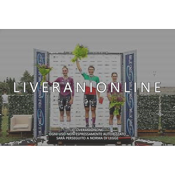 Luca Tedeschi/LMedia - Italian Time Trial Championship (Men-Women-U23) - Street Cycling June 22 2022 - S. Giovanni Natisone S. Giovanni Natisone, Italy Italian Time Trial Championship (Men-Women-U23) Photo showing: The podium with Elisa LONGO BORGHINI GS FIAMME ORO, Vittoria GUAZZINI GS FIAMME ORO and Marta CAVALLI GS FIAMME ORO @Luca Tedeschi/LiveMedia /AGENZIA ALDO LIVERANI SAS