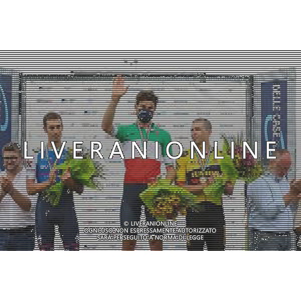 Luca Tedeschi/LMedia - Italian Time Trial Championship (Men-Women-U23) - Street Cycling June 22 2022 - S. Giovanni Natisone S. Giovanni Natisone, Italy Italian Time Trial Championship (Men-Women-U23) Photo showing: The podium with Filippo GANNA TEAM INEOS GRENADIERS, Mattia CATTANEO QUICK-STEP ALPHA VYNIL TEAM and Edoardo AFFINI TEAM JUMBO VISMA, Edoardo AFFINI TEAM JUMBO VISMA @Luca Tedeschi/LiveMedia /AGENZIA ALDO LIVERANI SAS