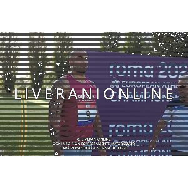 Alessio De Marco/LMedia - Italian Athletics Championship 2022 (day1) - Italian Athletics <stagioneSportiva> June 25 2022 - Raul Guidobaldi stadium Rieti, Italy Italian Athletics Championship 2022 (day1) Photo showing: Marcell Jacobs (ITA) Fiamme Oro - Tokyo 2020 Olympic Gold Medal @Alessio De Marco/LiveMedia /AGENZIA ALDO LIVERANI SAS