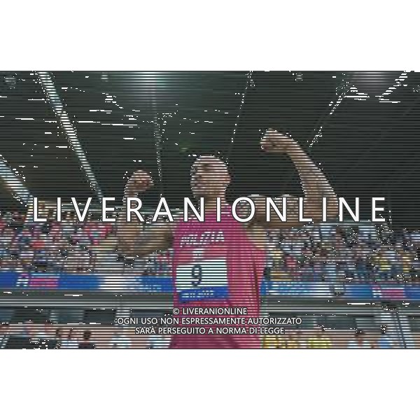 Alessio De Marco/LMedia - Italian Athletics Championship 2022 (day1) - Italian Athletics <stagioneSportiva> June 25 2022 - Raul Guidobaldi stadium Rieti, Italy Italian Athletics Championship 2022 (day1) Photo showing: Marcell Jacobs (ITA) Fiamme Oro - Tokyo 2020 Olympic Gold Medal - 100m Final @Alessio De Marco/LiveMedia /AGENZIA ALDO LIVERANI SAS