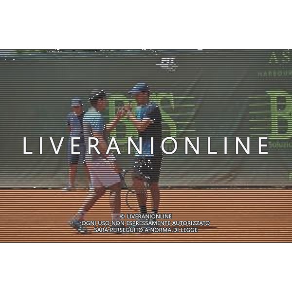 Samantha Palazzini/LMedia - 2022 Atp Challenger Milano - Aspria Tennis Cup - Tennis Internationals June 25 2022 - Aspria Harbour Club Milan, Italy 2022 Atp Challenger Milano - Aspria Tennis Cup Photo showing: 25/06/2022-ATP challenger tour 2022 milan-Aspria tennis cup-Doubles final&#xA;Luciano Darderi(ITA)/Fernando Romboli(BRA) @Samantha Palazzini/LiveMedia AG ALDO LIVERANI SAS