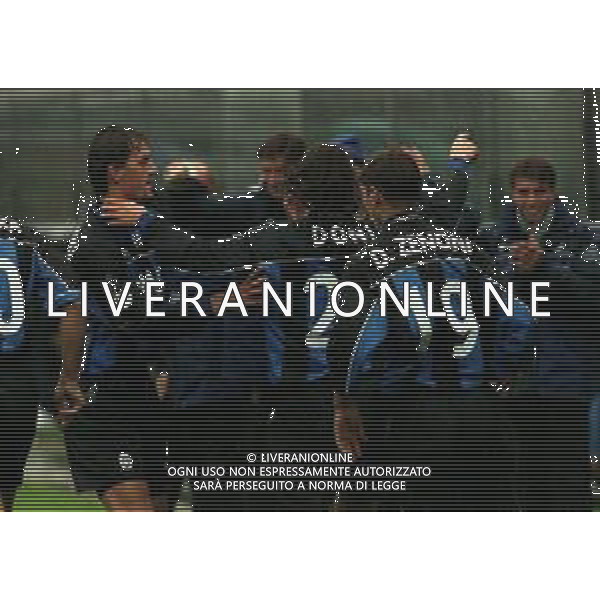 24-10-1999 BERGAMO CAMPIONATO DI CALCIO SERIE B ATALANTA-PISTOIESE 3-1 NELLA FOTO ESULTANZA GIOCATORI ATALANTA DOPO GOAL AG ALDO LIVERANI SAS