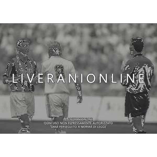 06-09-1992 MILANO CAMPIONATO DI CALCIO SERIE A MILAN -FOGGIA 1-0 NELLA FOTO DANIELE MASSARO-ANDREA SENO E FRANCESCO MANCINI AG ALDO LIVERANI SAS