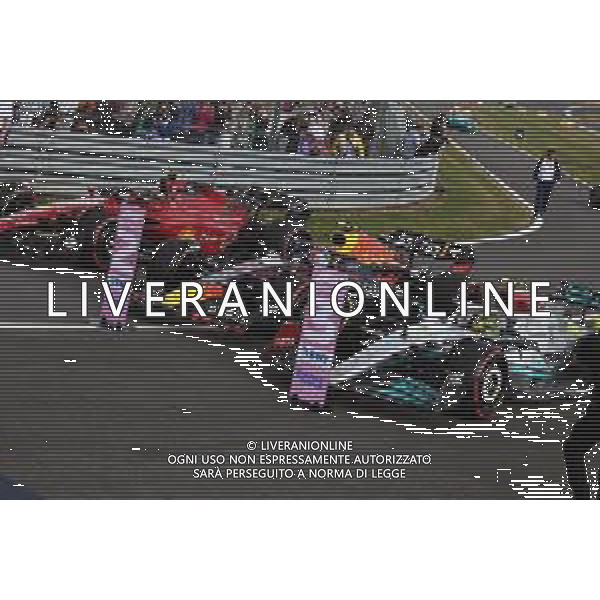 1st place Carlos Sainz Jr (ESP) Ferrari F1-75, with 2nd place Sergio Perez (MEX) Red Bull Racing RB18 and 3rd place Lewis Hamilton (GBR) Mercedes AMG F1 W13. 03.07.2022. Formula 1 World Championship, Rd 10, British Grand Prix, Silverstone, England, Race Day. - www.xpbimages.com, EMail: requests@xpbimages.com ¬© Copyright: Batchelor / XPB Images/AGENZIA ALDO LIVERANI SAS - ITALY ONLY EDCITORIAL USE ONLY