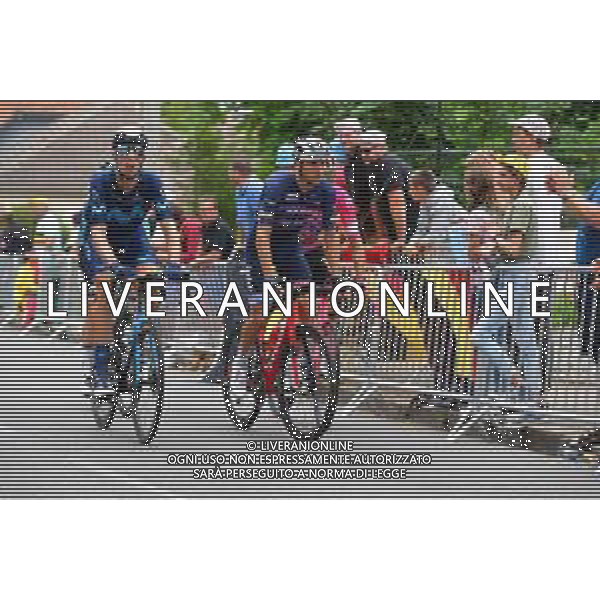 07-07-2022 Tour De France; Tappa 06 Binche - Longwy; 2022, Trek - Segafredo; 2022, Movistar; Ciccone, Giulio; Erviti, Imanol; Longwy; ©SIROTTI/AGENZIA ALDO LIVERANI SAS