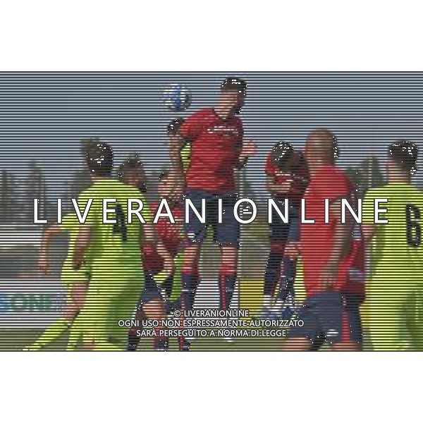 10-7-2022. Cagliari Calcio-Rappresentativa sarda, amichevole pre campionato 2022-2023, presso centro sportivo Asseminello, Assemini, Cagliari. Partita aperta ai tifosi. Foto Salvatore Moi/Aldo Liverani sas. Nella foto: Alessandro Deiola Cagliari di testa da calcio d\'angolo ©MOI/AGENZIA ALDO LIVERANI SAS