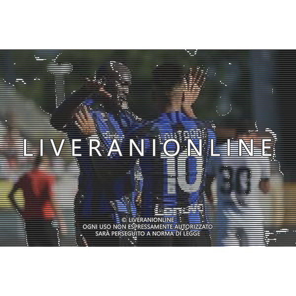 Romelu Lukaku (Inter) SX e Lautaro Martinez (Inter) DX esultano dopo il gol del 2 a 0 Lugano vs Inter Lugano (CH) 12-07-2022 Stadio Cornaredo amichevole precampionato foto Roberto Garavaglia/ag. Aldo Liverani sas /AGENZIA ALDO LIVERANI SAS
