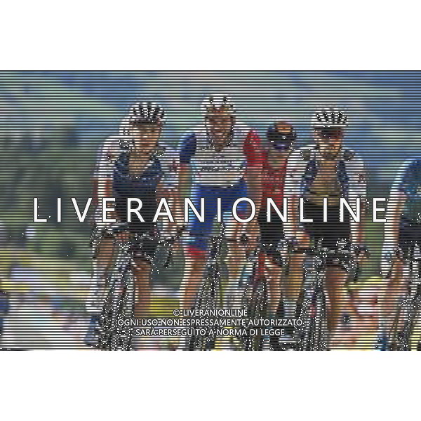 12-07-2022 Tour De France; Tappa 10 Morzine - Megeve; 2022, Quick Step - Alpha Vinyl; 2022, Groupama - Fdj; Bagioli, Andrea; Cattaneo, Mattia; Duchesne, Antoine; Megeve; ©SIROTTI/AGENZIA ALDO LIVERANI SAS