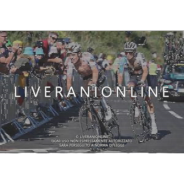 14-07-2022 Tour De France; Tappa 12 Briancon - L\'alpe D\'huez; 2022, Groupama - Fdj; 2022, Bora - Hansgrohe; Jungels, Bob; Vlasov, Aleksandr; L\'alpe D\'huez; ©SIROTTI/AGENZIA ALDO LIVERANI SAS