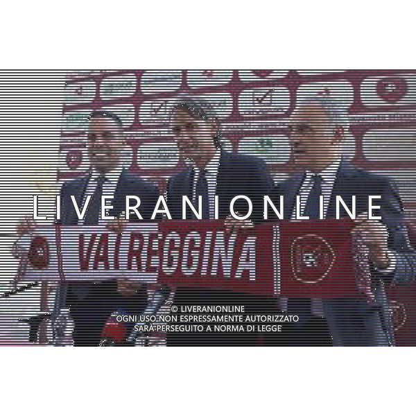 PRESENTAZIONE DI FILIPPO INZAGHI, NUOVO ALLENATORE DELLA REGGINA CALCIO, REGGIO CALABRIA 15.07.2022 NELLA FOTO CON IL PRESIDENTE MARCELLO CARDONA E IL PATRON FELICE SALADINI ©GAREFFA/AGENZIA ALDO LIVERANI SAS