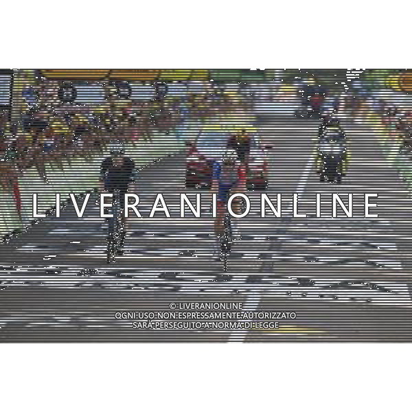 15-07-2022 Tour De France; Tappa 13 Bourg D\'oisans - Saint-etienne; 2022, Groupama - Fdj; 2022, Dsm; Kung, Stefan; Jorgenson, Matteo; Saint-etienne; ©SIROTTI/AGENZIA ALDO LIVERANI SAS