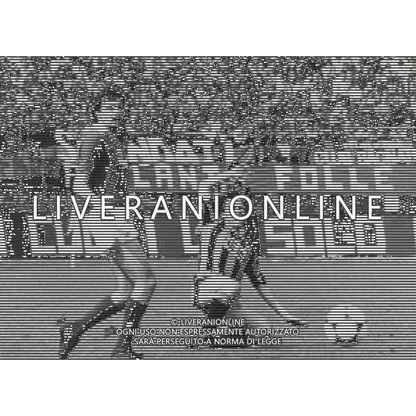 RETROSPETTIVA ANDREA AGOSTINELLI CALCIATORE NELLA FOTO ANDREA AGOSTINELLI CON LA MAGLIA DELL\'ATALANTA CALCIO AG ALDO LIVERANI SAS