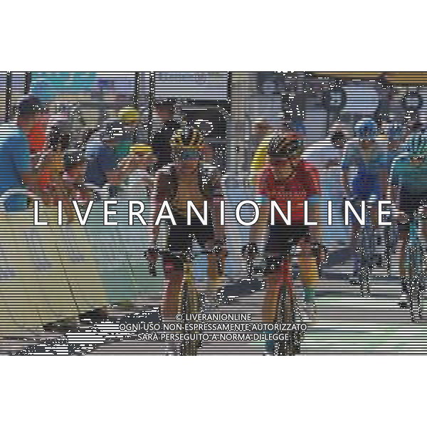 16-07-2022 Tour De France; Tappa 14 Saint-etienne - Mende; 2022, Jumbo - Visma; 2022, Bahrain - Victorious; Roglic, Primoz; Tratnik, Jan; Mende; ©SIROTTI/AGENZIA ALDO LIVERANI SAS