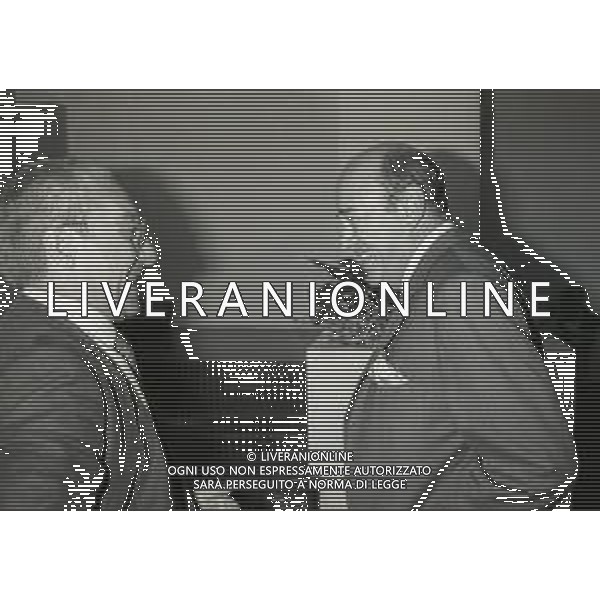 RETROSPETTIVA DOMENICO LUZZARA PRESIDENTE CREMONESE CALCIO NELLA FOTO DOMENICO LUZZARA PRESIDENTE CREMONESE CON PAOLO MANTOVANI PRESIDENTE SAMPDORIA CALCIO NELL\'ANNO 1985 AG ALDO LIVERANI SAS