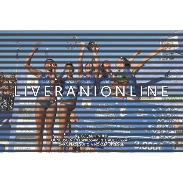 Vivo lega volley summer tour 2022 Riccione domenica 17 luglio pomeriggio - nella foto: esultanza del VERO VOLLEY MONZA per la vittoria della coppa Italia nella seconda tappa del tour. ©Claudio Zamagni/Agenzia Aldo Liverani s.a.s