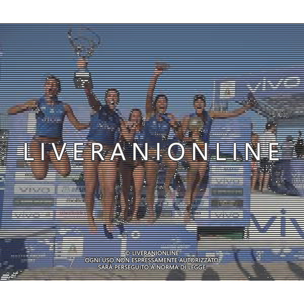 Vivo lega volley summer tour 2022 Riccione domenica 17 luglio pomeriggio - nella foto: esultanza del VERO VOLLEY MONZA per la vittoria della coppa Italia nella seconda tappa del tour. ©Claudio Zamagni/Agenzia Aldo Liverani s.a.s