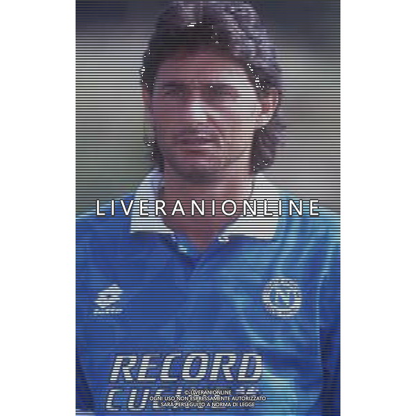 RETROSPETTIVA AGOSTINI MASSIMO CALCIATORE NELLA FOTO MASSIMO AGOSTINI CON LA MAGLIA DEL NAPOLI CALCIO AG ALDO LIVERANI SAS