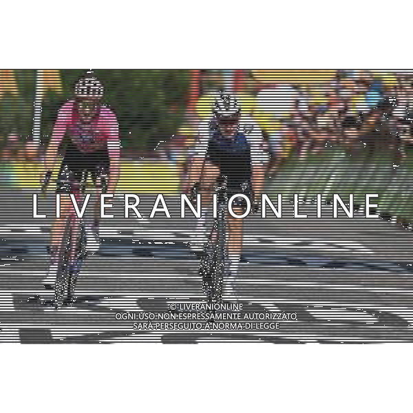 19-07-2022 Tour De France; Tappa 16 Carcassonne - Foix; 2022, Quick Step - Alpha Vinyl; 2022, Ef Education - Easypost; Honore, Mikkel Frolich; Powless, Neilson; Foix; ©SIROTTI/AGENZIA ALDO LIVERANI SAS