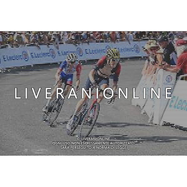 21-07-2022 Tour De France; Tappa 18 Lourdes - Hautacam; 2022, Ineos - Grenadiers; 2022, Groupama - Fdj; Geraint, Thomas; Gaudu, David; Hautacam; ©SIROTTI/AGENZIA ALDO LIVERANI SAS