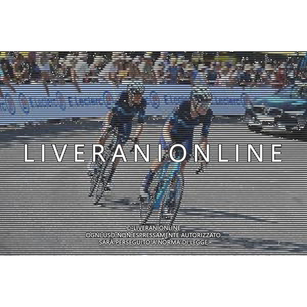 21-07-2022 Tour De France; Tappa 18 Lourdes - Hautacam; 2022, Movistar; Muhlberger, Gregor; Mas, Enric; Hautacam; ©SIROTTI/AGENZIA ALDO LIVERANI SAS