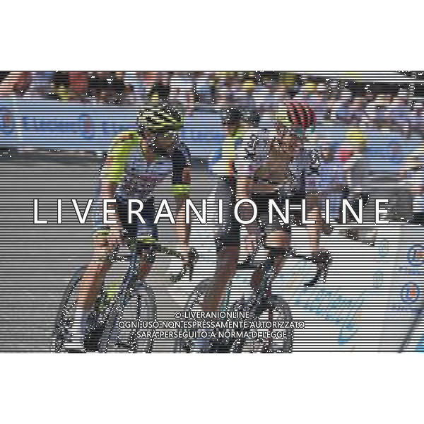 21-07-2022 Tour De France; Tappa 18 Lourdes - Hautacam; 2022, Intermarche - Wanty Gobert; 2022, Bora - Hansgrohe; Pasqualon, Andrea; Politt, Nils; Hautacam; ©SIROTTI/AGENZIA ALDO LIVERANI SAS