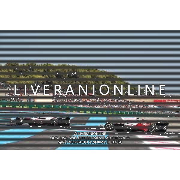 Mick Schumacher (GER) Haas VF-22 leads Valtteri Bottas (FIN) Alfa Romeo F1 Team C42. 24.07.2022. Formula 1 World Championship, Rd 12, French Grand Prix, Paul Ricard, France, Race Day. - www.xpbimages.com, EMail: requests@xpbimages.com © Copyright: Coates / XPB Images/ AGENZIA ALDO LIVERANI SAS - ITALY ONLY EDITORIAL USE ONLY