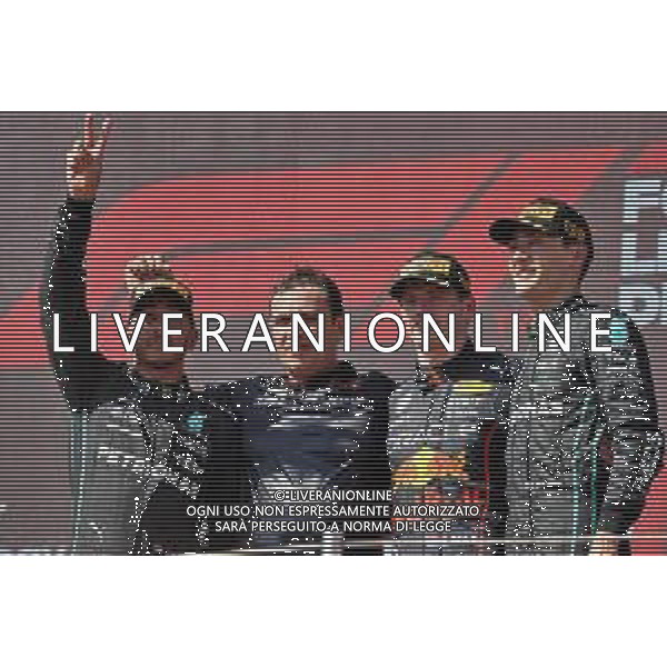 The podium (L to R): Lewis Hamilton (GBR) Mercedes AMG F1, second; Pierre Wache (FRA) Red Bull Racing Technical Director; Max Verstappen (NLD) Red Bull Racing, race winner; George Russell (GBR) Mercedes AMG F1, third. 24.07.2022. Formula 1 World Championship, Rd 12, French Grand Prix, Paul Ricard, France, Race Day. - www.xpbimages.com, EMail: requests@xpbimages.com © Copyright: Moy / XPB Images/ AGENZIA ALDO LIVERANI SAS - ITALY ONLY EDITORIAL USE ONLY