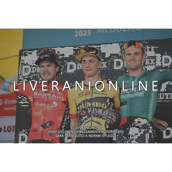 30-07-2022 Tour De Pologne; Tappa 01 Kielce - Lublin; 2022, Jumbo - Visma; 2022, Bahrain - Victorious; 2022, Bora - Hansgrohe; Kooij, Olav; Bauhaus, Phil; Meeus, Jordi; Lublin; ©SIROTTI/ AGENZIA ALDO LIVERANI SAS