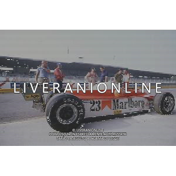 RETROSPETTIVA BRUNO GIACOMELLI PILOTA AUTOMOBILISTICO NELLA FOTO IN PISTA NELL\'ANNO 1980 ©Archivio Giovanni Liverani/AGENZIA ALDO LIVERANI SAS