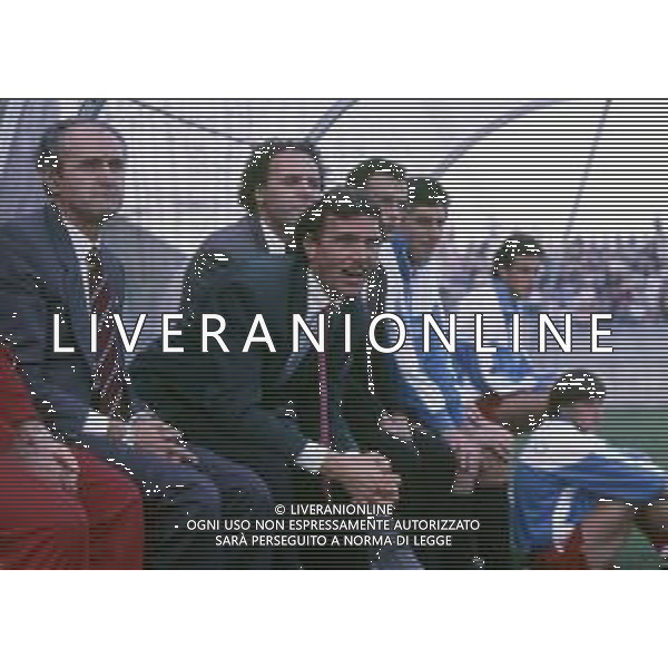 RETROSPETTIVA PIERLUIGI FROSIO ALLENATORE NELLA FOTO PIERLUIGI FROSIO ALLENATORE MONZA NELL\'ANNO 1988-1989 CON GIUSEPPE MAROTTA AG ALDO LIVERANI SAS 
