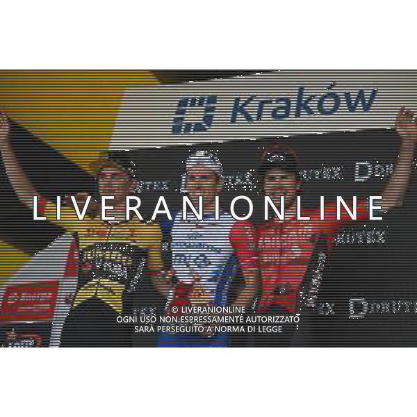 05-08-2022 Tour De Pologne; Tappa 07 Skawina - Krakow; 2022, Groupama - Fdj; 2022, Jumbo - Visma; 2022, Bahrain - Victorious; Demare, Arnaud; Kooij, Olav; Bauhaus, Phil; Krakow; ©SIROTTI/AGENZIA ALDO LIVERANI SAS
