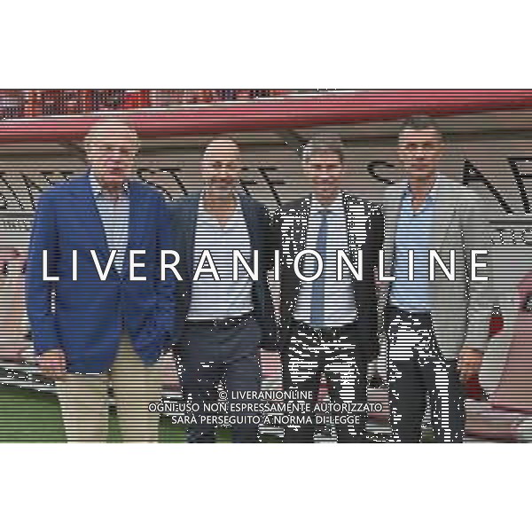 da SX Paolo Scaroni presidente Milan, Ivan Gazidis amministratore delegato Milan, Frederic Massara direttore sportivo Milan e Paolo Maldini direttore area tecnica Milan LR Vicenza vs Milan Vicenza 06-08-2022 Stadio Romeo Menti amichevole precampionato foto Roberto Garavaglia/ag. Aldo Liverani sas