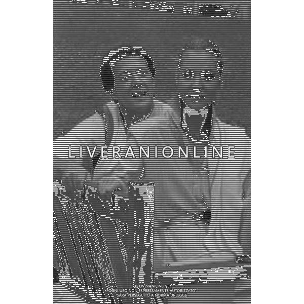 RETROSPETTIVA EMIDIO REMIGI DETTO MEMO, CANTANTE NELLA FOTO A SAINT VINCENT NEL 1982 CON CAROL ANDRE\' SMITH ©Archivio Giovanni Liverani/AG ALDO LIVERANI SAS   