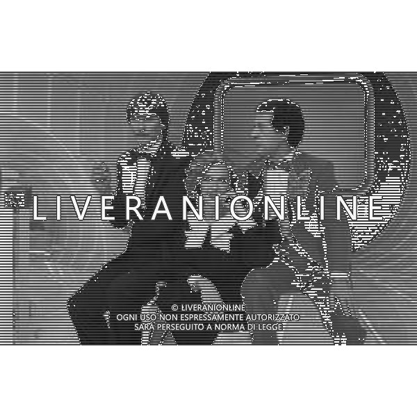 RETROSPETTIVA EMIDIO REMIGI DETTO MEMO, CANTANTE NELLA FOTO CON LORETTA GOGGI CON IL MARITO GIANNI BREZZA NEL PROGRAMMA TELEVISIVO \'GOGGI QUIZ\' A MILANO NEL 1983  ©Archivio Giovanni Liverani/AG ALDO LIVERANI SAS   