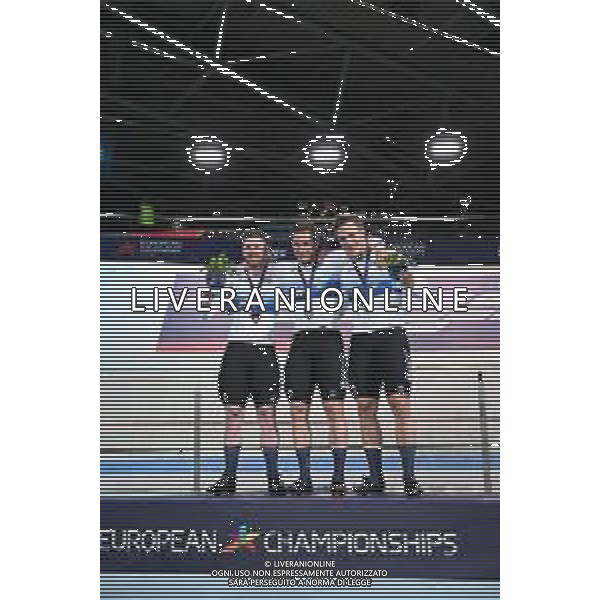 12-08-2022 European Championships Elite Track; Giornata 02; 2022, Olanda; Hoogland, Jeffrey; Lavreysen, Harrie; Van Den Berg, Roy; Munich - Messe; ©SIROTTI/AGENZIA ALDO LIVERANI SAS   