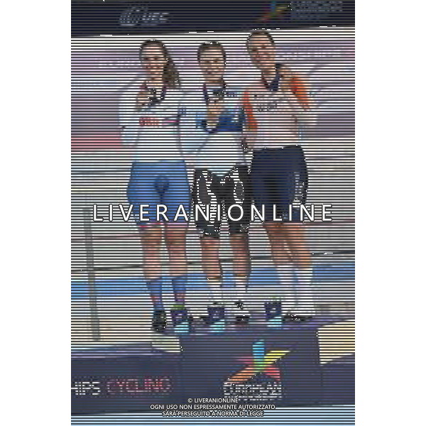 13-08-2022 European Championships Elite Women Track; Giornata 03; 2022, Belgium; 2022, Great Britain; 2022, Olanda; Kopecky, Lotte; Georgi, Pfeiffer; De Zoete, Mylene; Munich - Messe; ©SIROTTI/AGENZIA ALDO LIVERANI SAS   