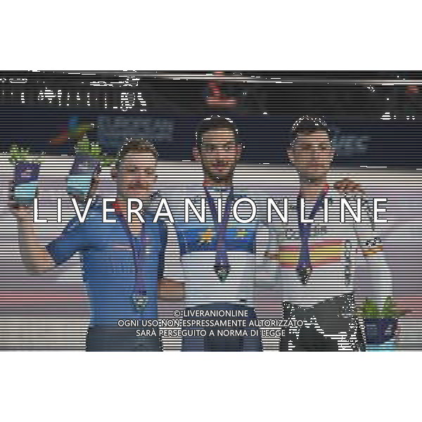 15-08-2022 European Championships Elite Track; Giornata 05; 2022, France; 2022, Cofidis; 2022, Spain; Grondin, Donavan; Consonni, Simone; Mora Vedri, Sebastian; Munich - Messe; ©SIROTTI/AGENZIA ALDO LIVERANI SAS