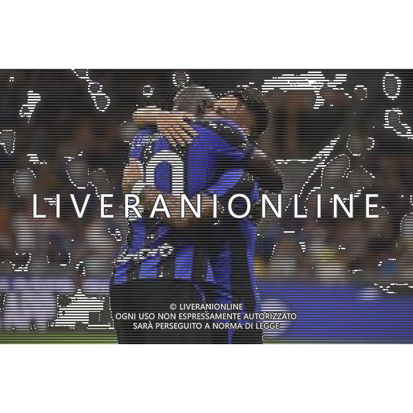 Romelu Lukaku (Inter) e Lautaro Martinez (Inter) esultano dopo il gol dell\'1 a 0 Inter vs Spezia Milano 20-08-2022 Stadio Giuseppe Meazza - San Siro Campionato Serie A TIM - 2a giornata foto Roberto Garavaglia/ag. Aldo Liverani sas/AGENZIA ALDO LIVERANI SAS