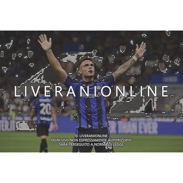 Lautaro Martinez (Inter) esulta dopo il gol dell\'1 a 0 Inter vs Spezia Milano 20-08-2022 Stadio Giuseppe Meazza - San Siro Campionato Serie A TIM - 2a giornata foto Roberto Garavaglia/ag. Aldo Liverani sas/AGENZIA ALDO LIVERANI SAS