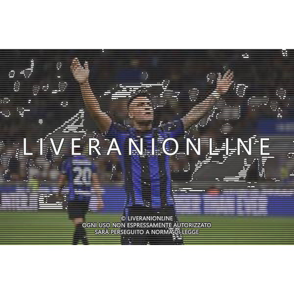 Lautaro Martinez (Inter) esulta dopo il gol dell\'1 a 0 Inter vs Spezia Milano 20-08-2022 Stadio Giuseppe Meazza - San Siro Campionato Serie A TIM - 2a giornata foto Roberto Garavaglia/ag. Aldo Liverani sas