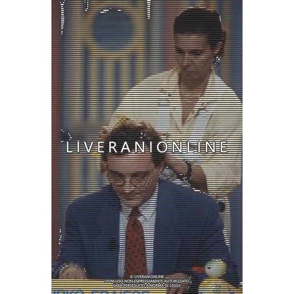 I Trettre\' , trio comico napoletano, composto da Gino Cogliandro, Edoardo Romano e Mirko Setaro Nella foto alla conduzione del Tg delle vacanze nel 1991 - Mirko Setaro AG ALDO LIVERANI SAS